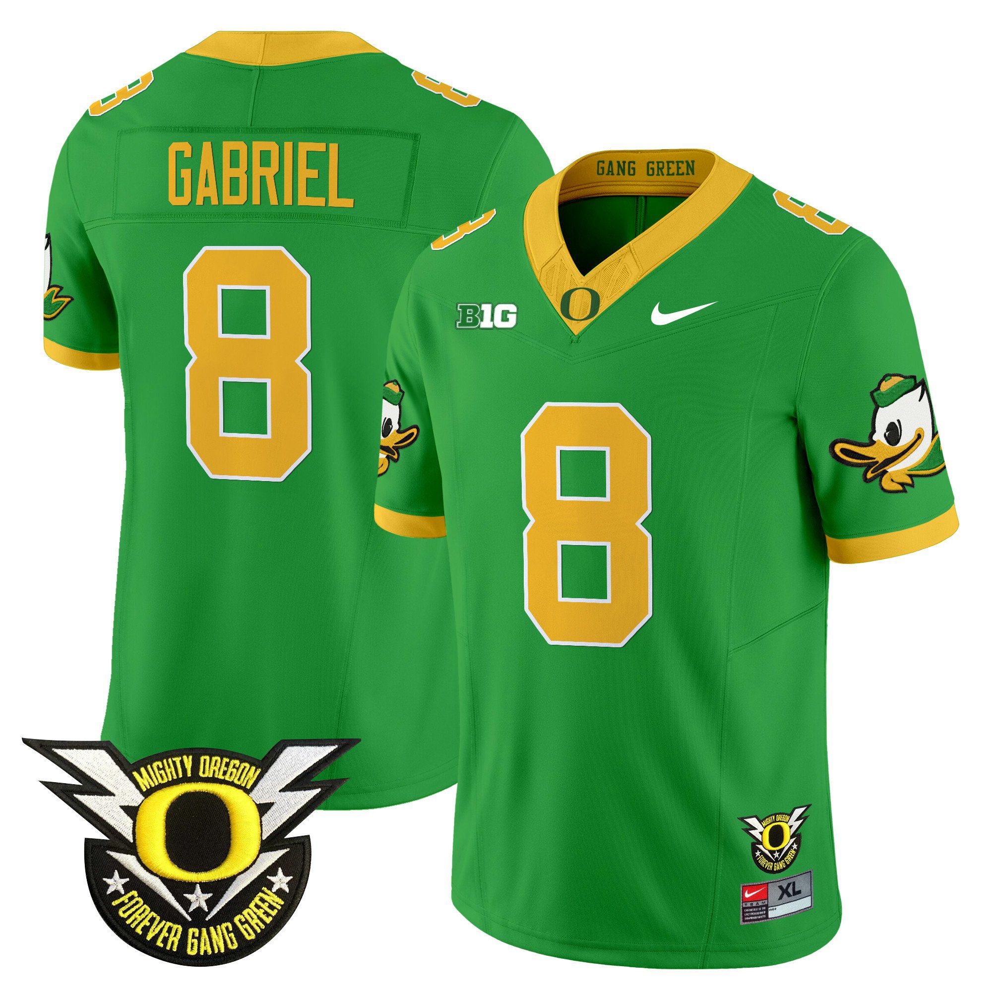 Men Oregon Ducks #8 Gabriel Green 2024 Nike Forever Gang Green & BIG Patch Vapor Limited NCAA Jersey->ncaa teams->NCAA Jersey